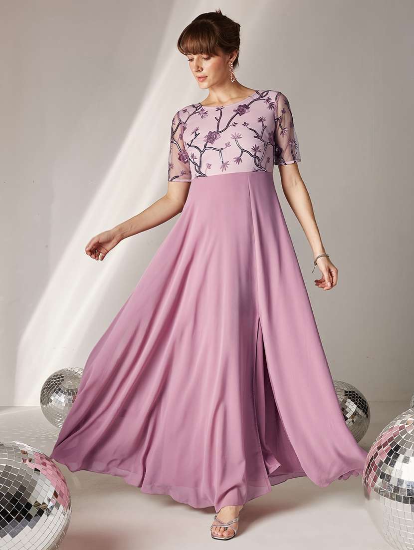Women Embroidered Short Sleeves Fit And Flare Gown - 22588212 -  Standard Image - 2