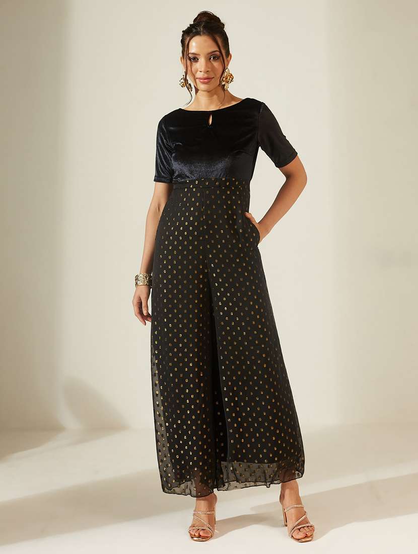 women self design short sleeves full leg jumpsuit - 22588225 -  Standard Image - 2
