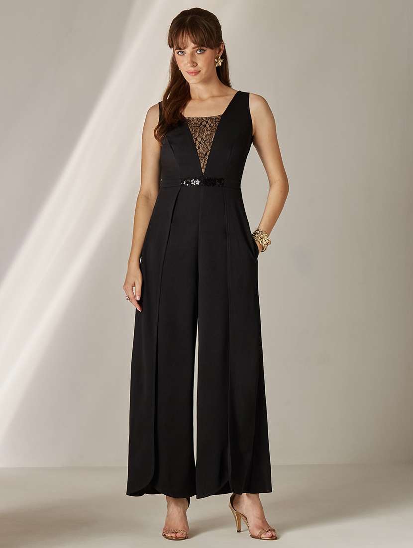 Women Self Design Sleeveless Full Leg Jumpsuit - 22588238 -  Standard Image - 2