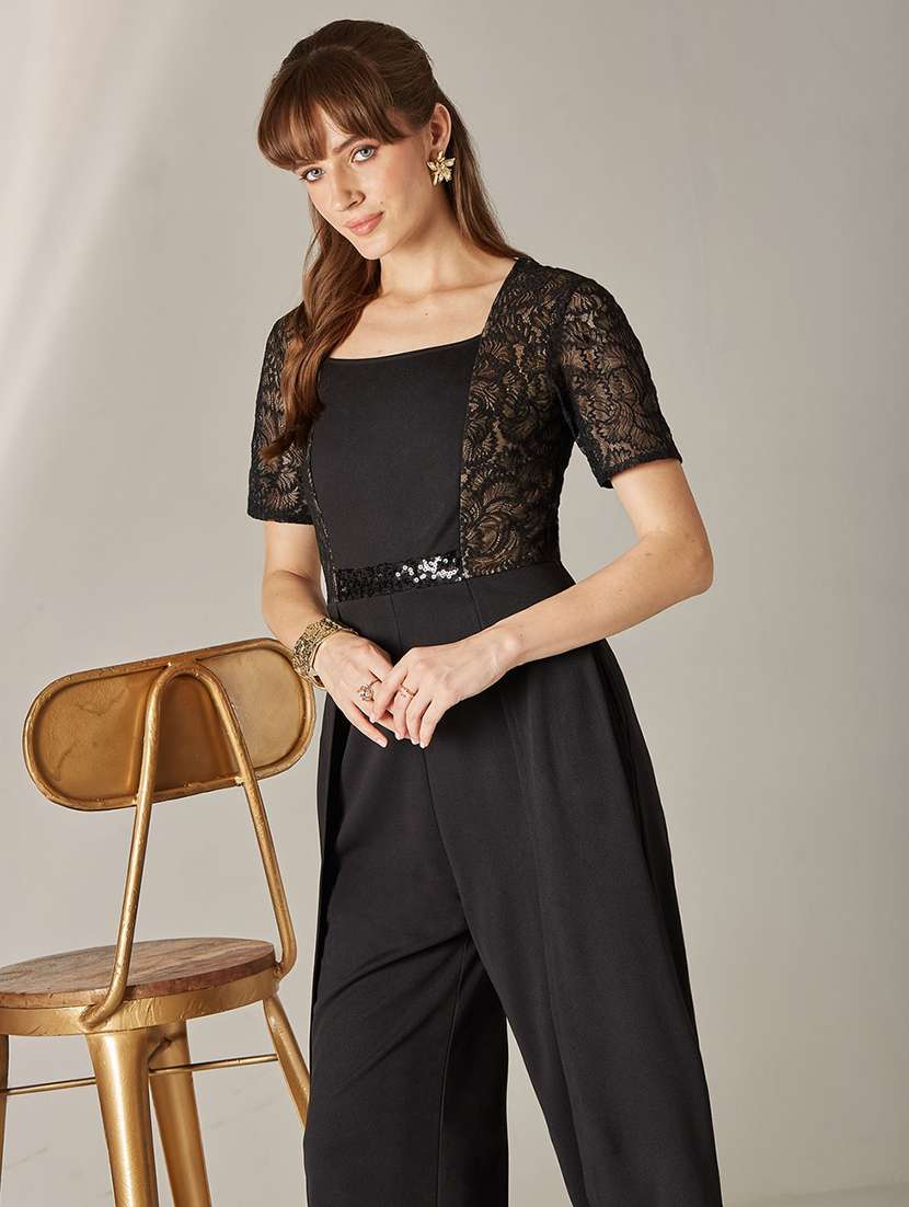 Women Self Design Short Sleeves Full Leg Jumpsuit - 22588242 -  Standard Image - 2