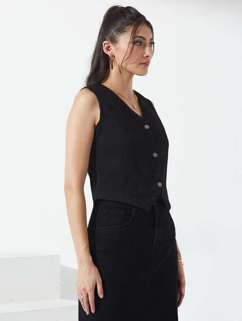women solid sleeveless vest top - 22588251 -  Standard Image - 2