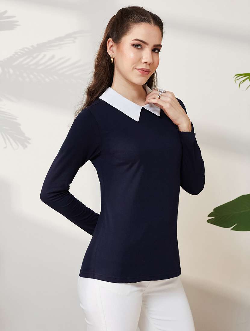 women solid long sleeves regular top - 22588252 -  Standard Image - 2