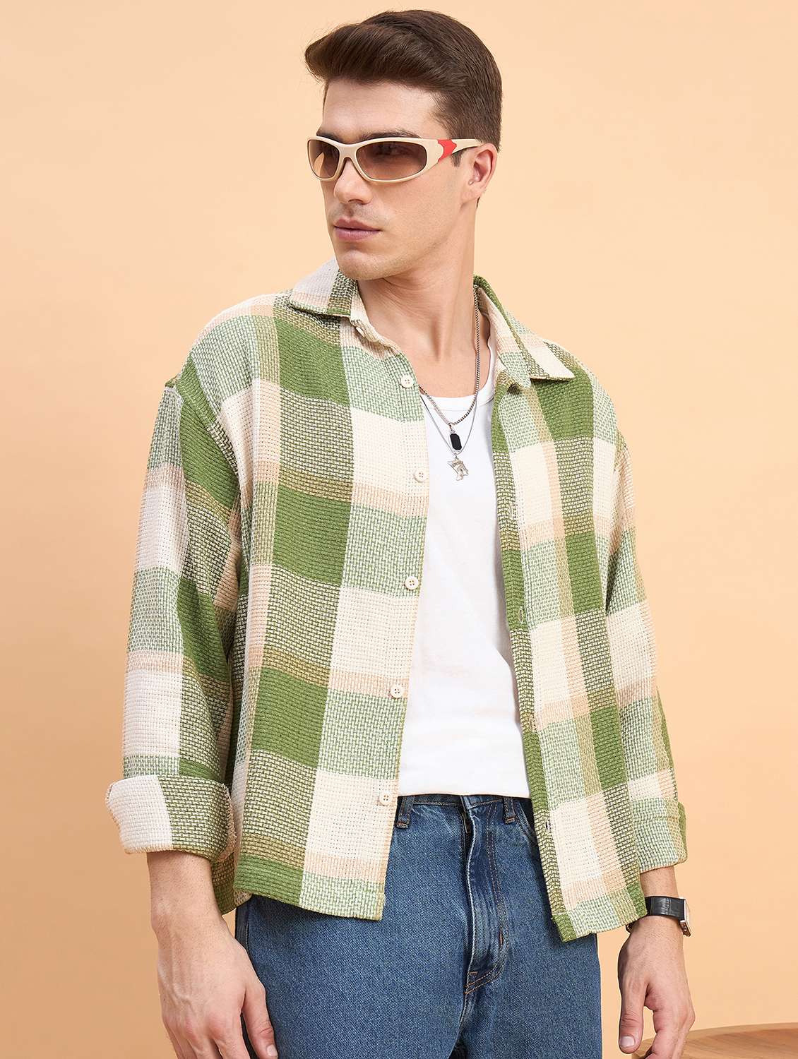 Men Checkered Long Sleeve Oversized Casual Shirt - 22588284 -  Standard Image - 2