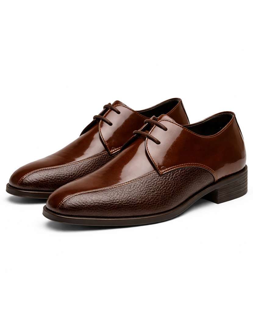 Men Textured Lace Up Derby Shoes - 22588440 -  Standard Image - 2