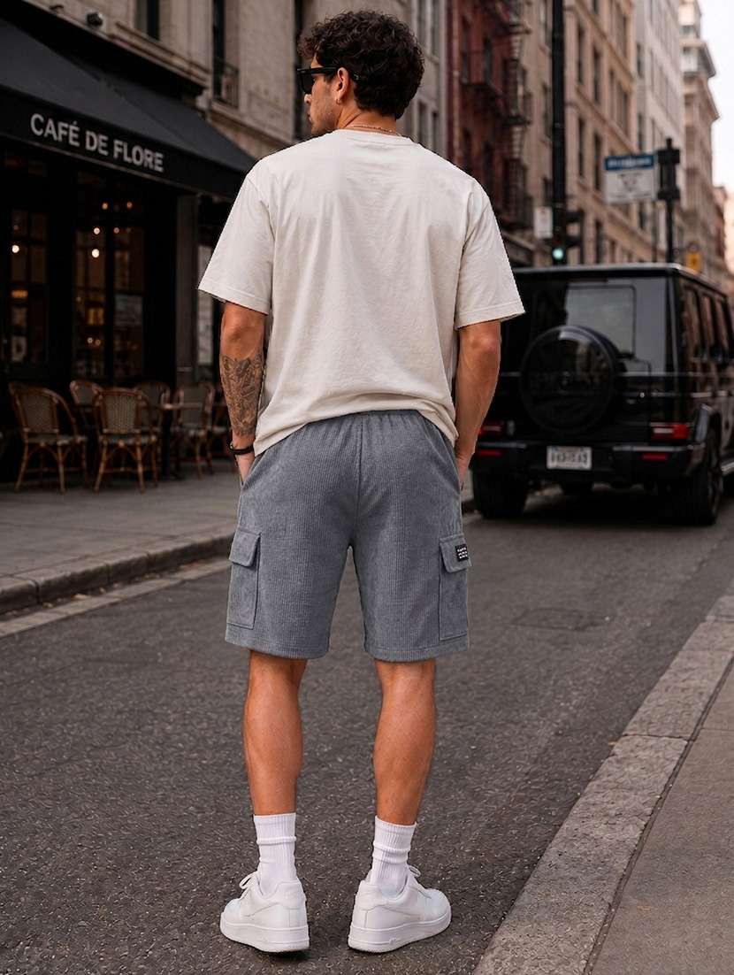 men textured mid rise relaxed fit cargo shorts - 22588508 -  Standard Image - 2