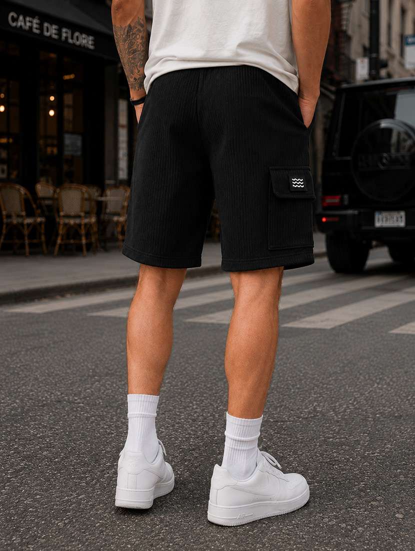 men textured mid rise relaxed fit cargo shorts - 22588509 -  Standard Image - 2