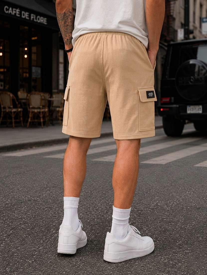 men textured mid rise relaxed fit cargo shorts - 22588512 -  Standard Image - 2