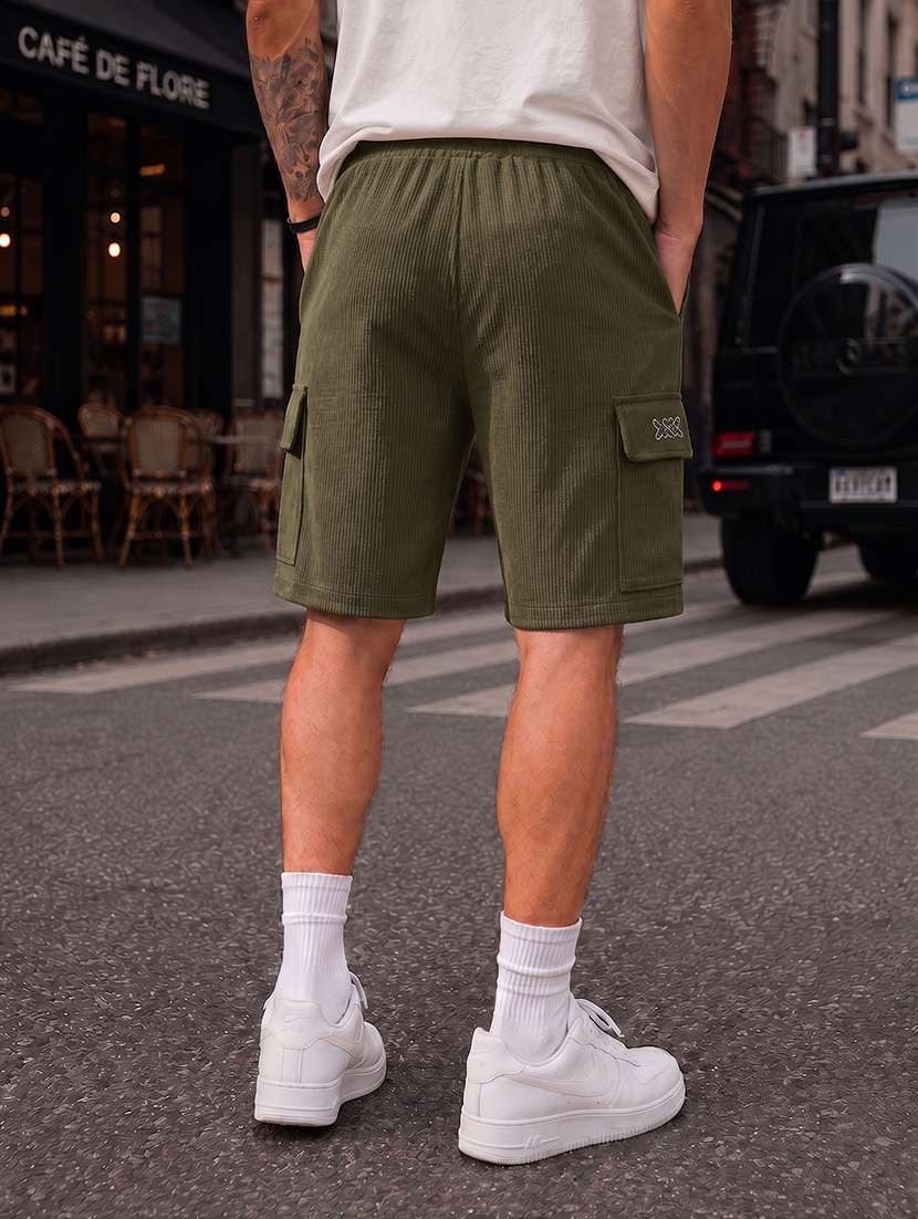 men textured mid rise relaxed fit cargo shorts - 22588515 -  Standard Image - 2