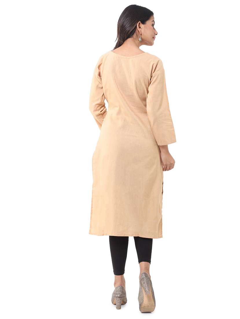 women pack of 2 solid three quarter sleeves straight kurta - 22588529 -  Standard Image - 2