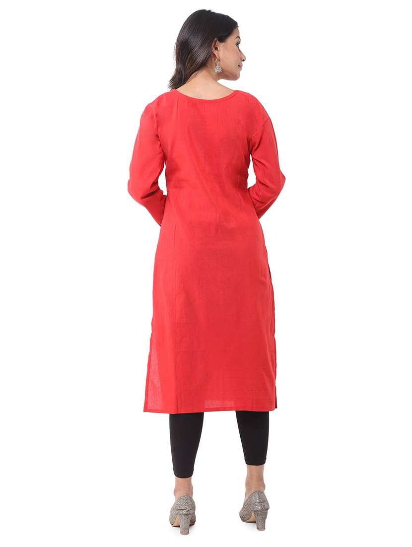 Women Pack Of 2 Solid Three Quarter Sleeves Straight Kurta - 22588580 -  Standard Image - 2