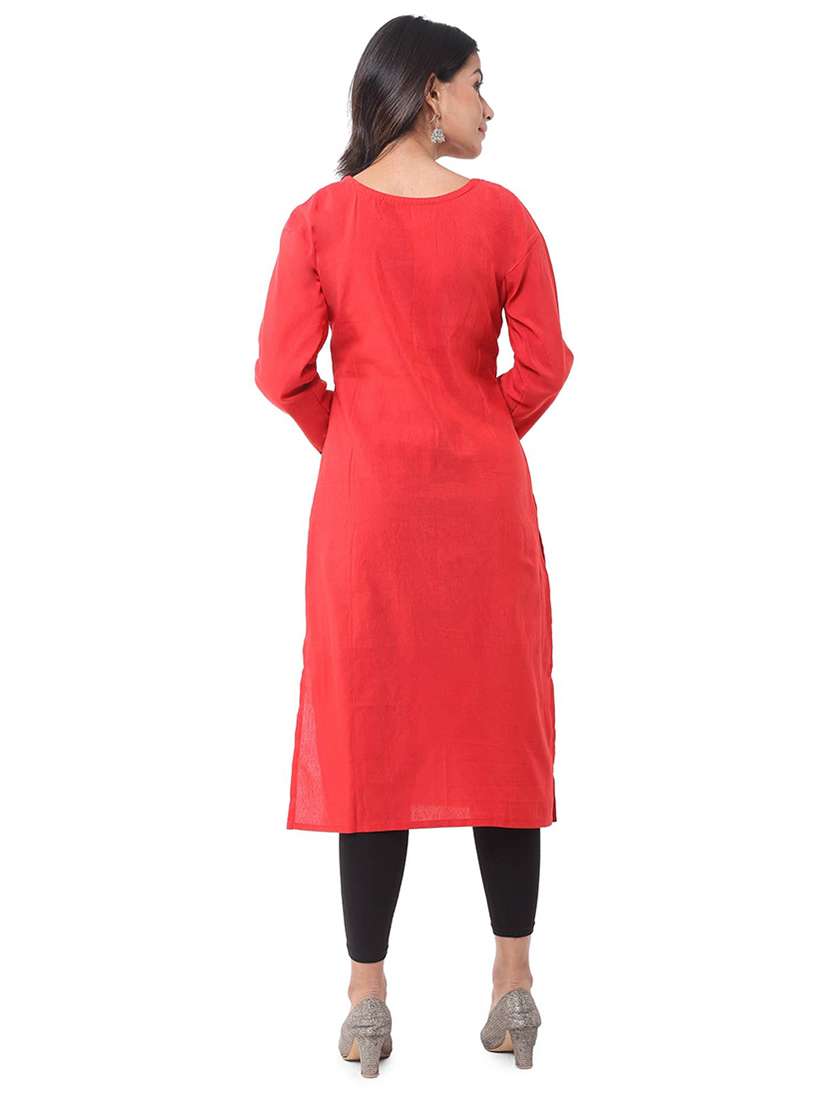 women pack of 2 solid three quarter sleeves straight kurta - 22588598 -  Standard Image - 2
