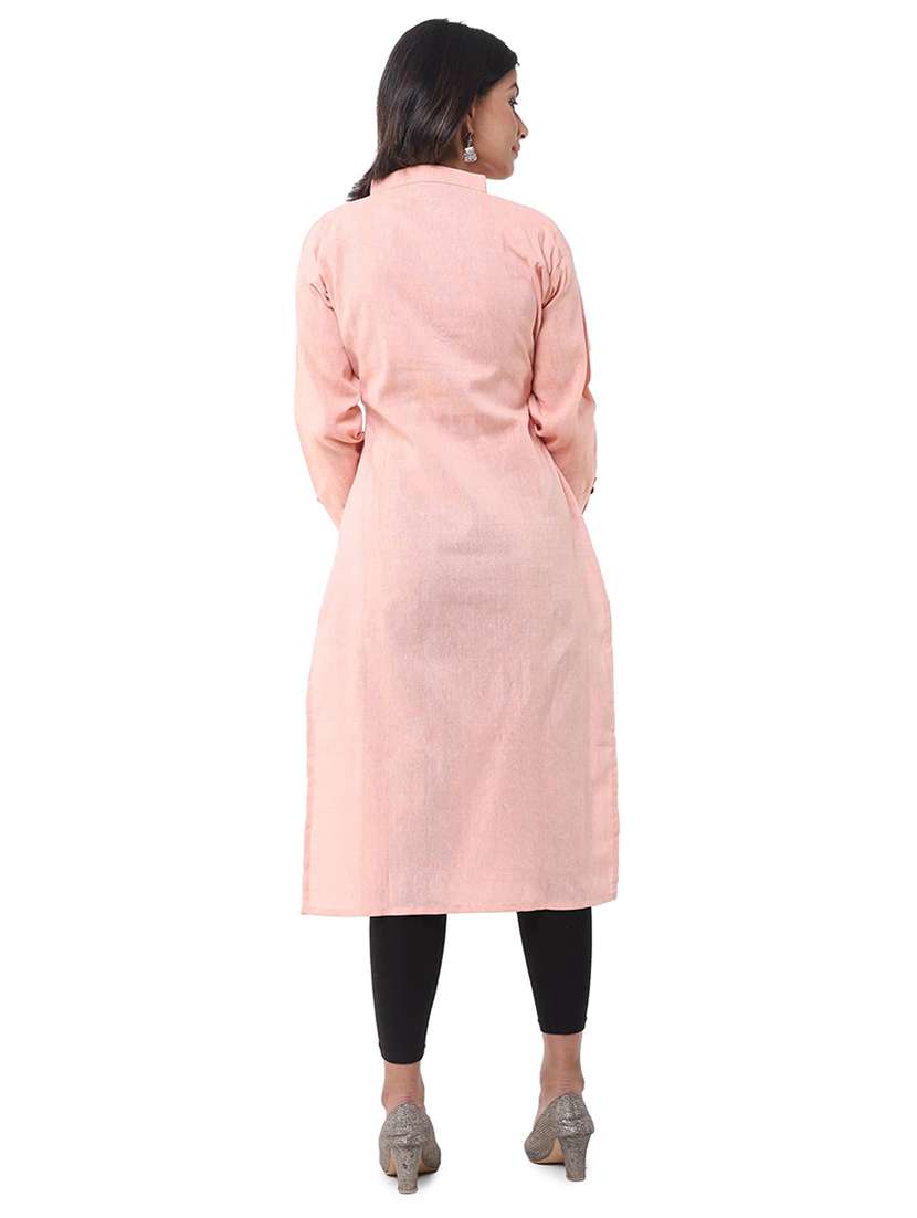 women pack of 2 solid three quarter sleeves straight kurta - 22588605 -  Standard Image - 2