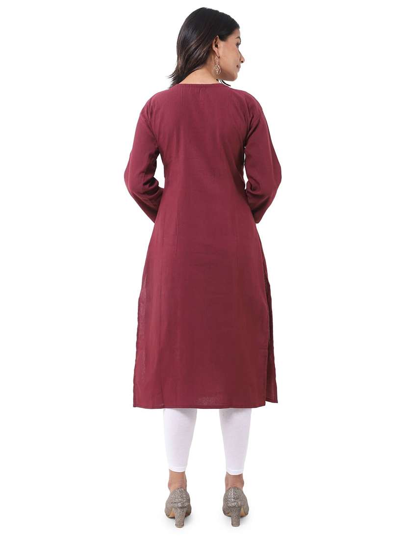 Women Pack Of 2 Solid Three Quarter Sleeves Straight Kurta - 22588624 -  Standard Image - 2