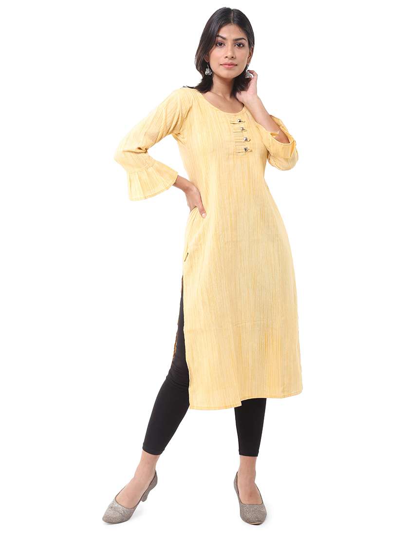 women pack of 2 self design three quarter sleeves straight kurta - 22588625 -  Standard Image - 2