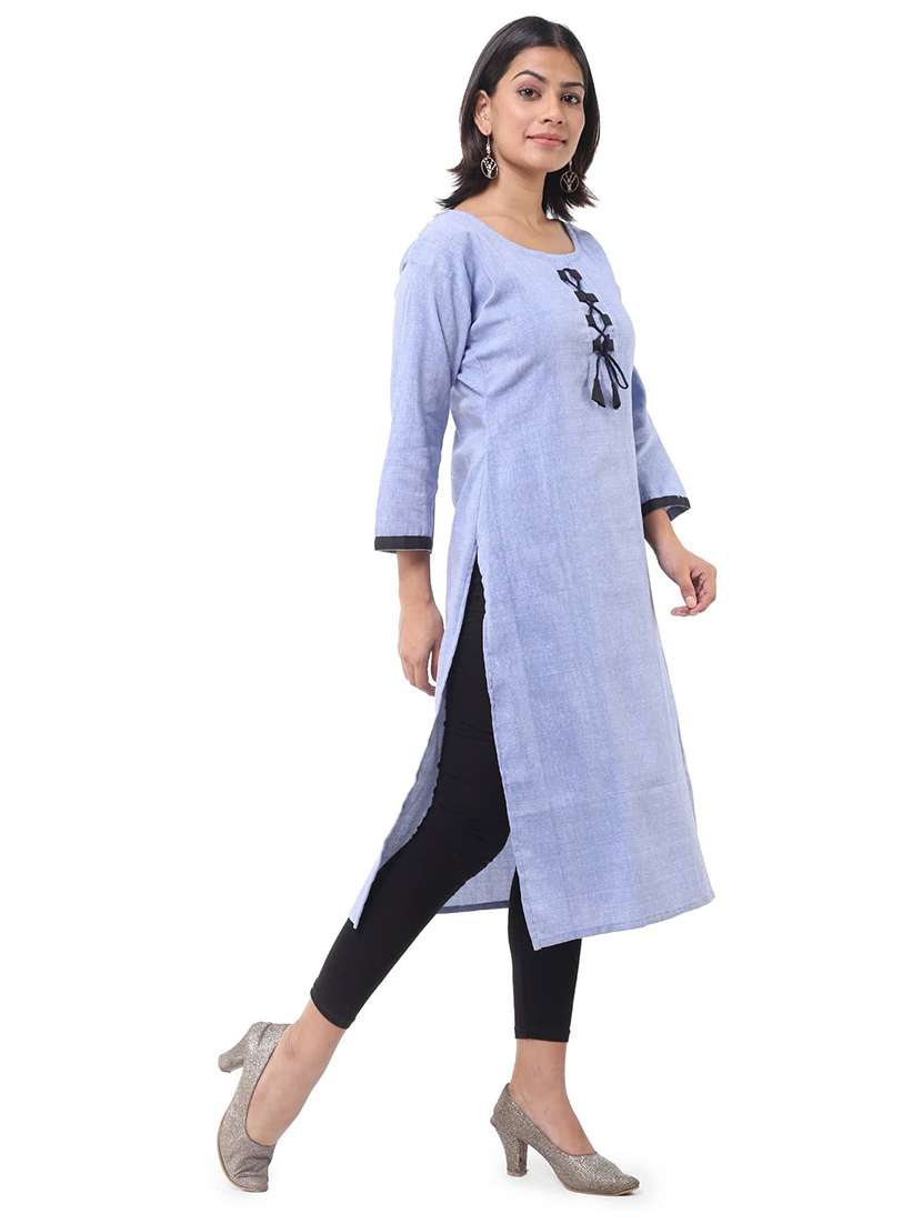 Women Pack Of 2 Three Quarter Sleeve Straight Kurta - 22588640 -  Standard Image - 2