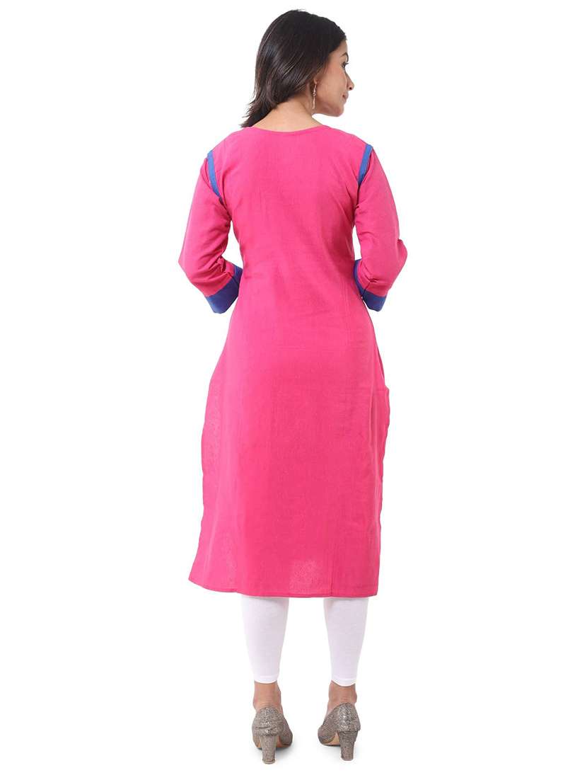 women pack of 2 three quarter sleeve straight kurta - 22588641 -  Standard Image - 2