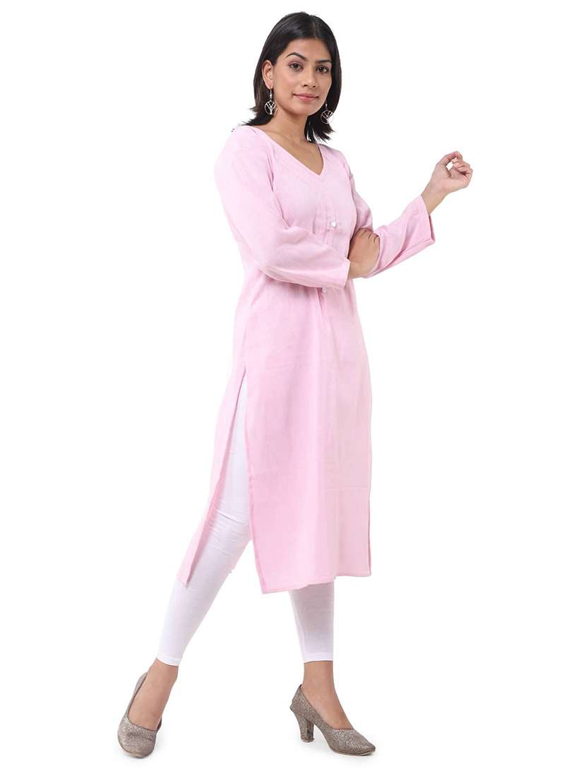 Women Pack Of 2 Solid Three Quarter Sleeves Straight Kurta - 22588646 -  Standard Image - 2