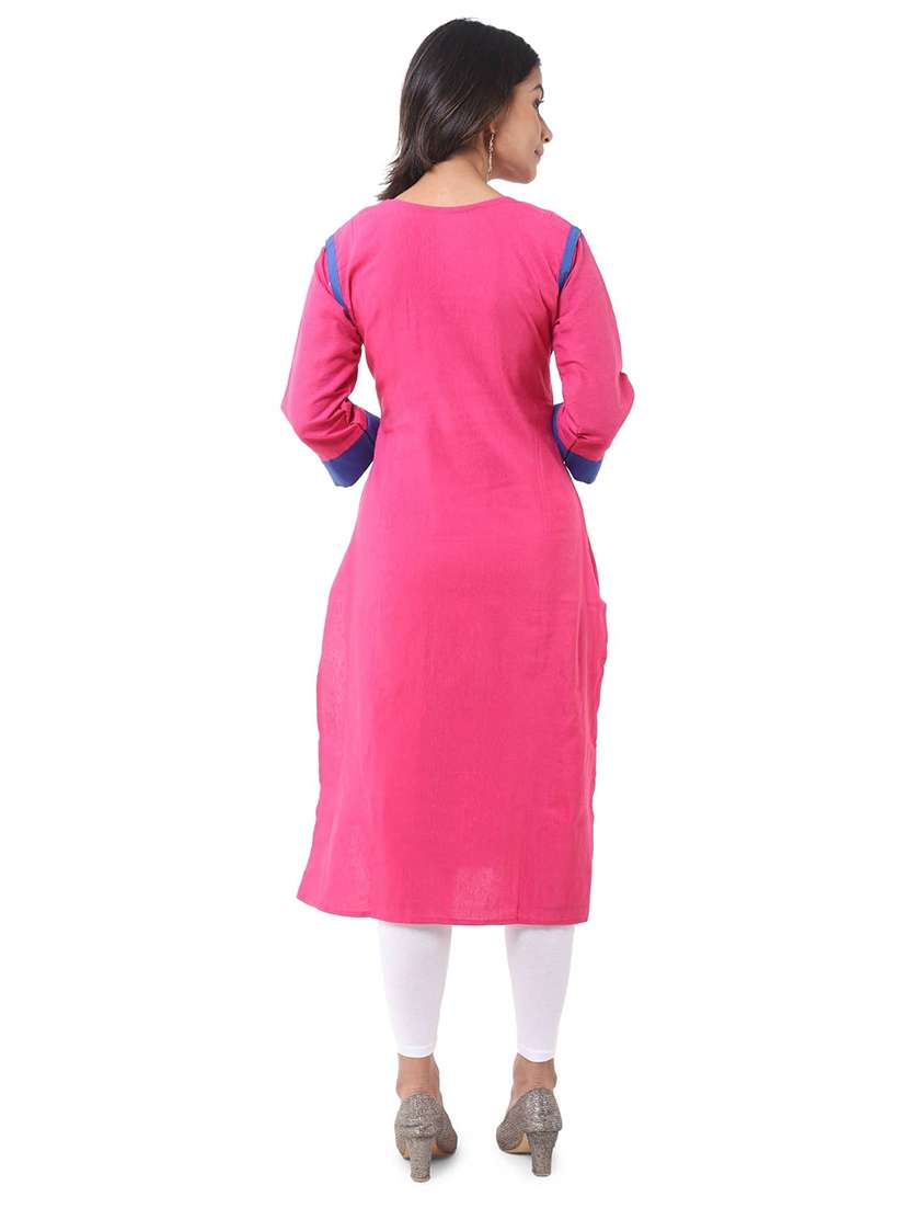 Women Pack Of 2 Three Quarter Sleeve Straight Kurta - 22588647 -  Standard Image - 2