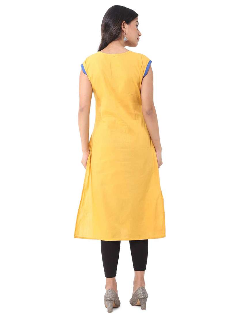 women pack of 2 solid three quarter sleeves straight kurta - 22588650 -  Standard Image - 2