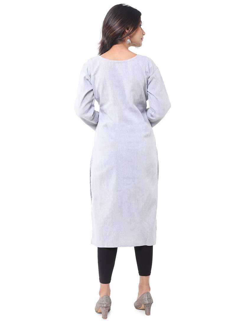 Women Pack Of 2 Solid Three Quarter Sleeves Straight Kurta - 22588685 -  Standard Image - 2