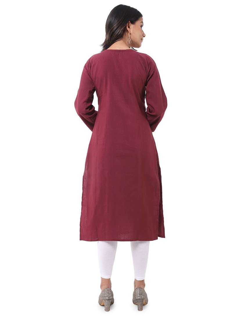 women pack of 2 three quarter sleeve straight kurta - 22588698 -  Standard Image - 2