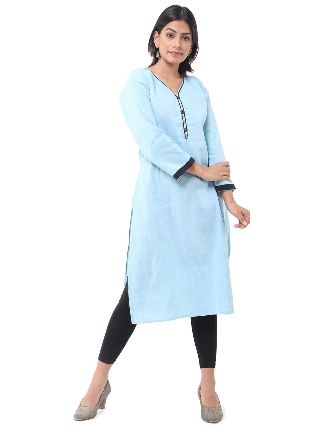 Women Pack Of 2 Three Quarter Sleeve Straight Kurta - 22588709 -  Standard Image - 2