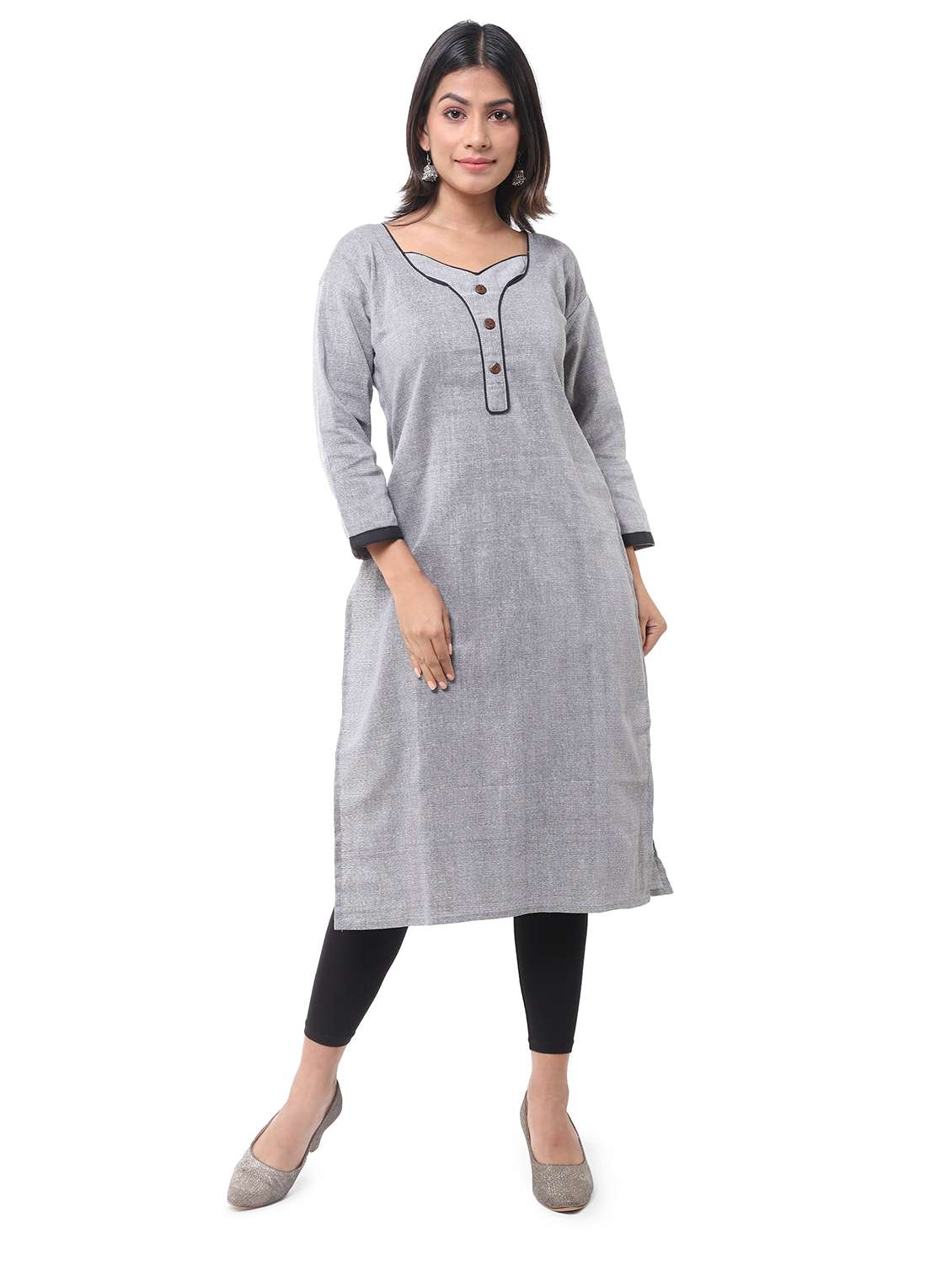 Women Pack Of 2 Solid Three Quarter Sleeves Straight Kurta - 22588793 -  Standard Image - 2