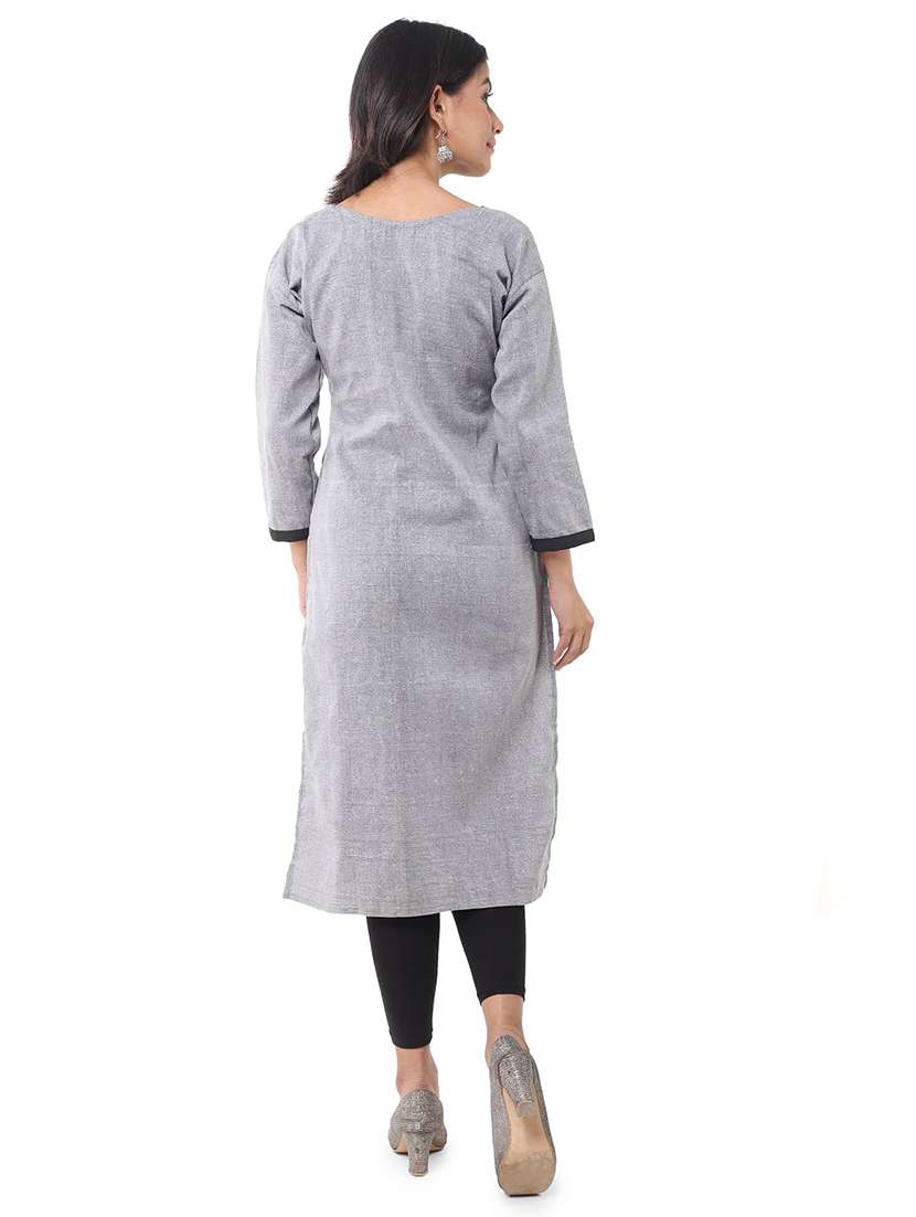 Women Pack Of 2 Solid Three Quarter Sleeves Straight Kurta - 22588876 -  Standard Image - 2