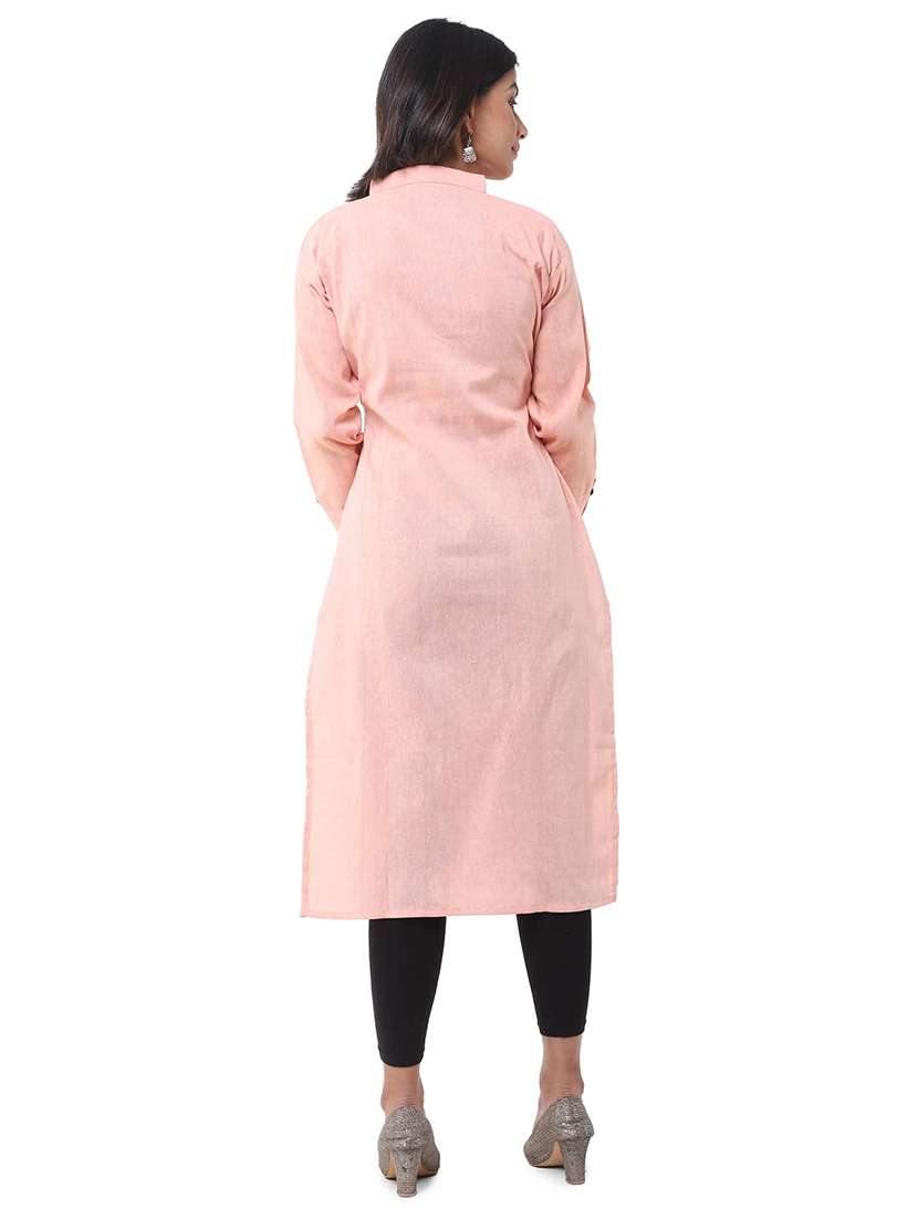 women pack of 2 solid three quarter sleeves straight kurta - 22589009 -  Standard Image - 2