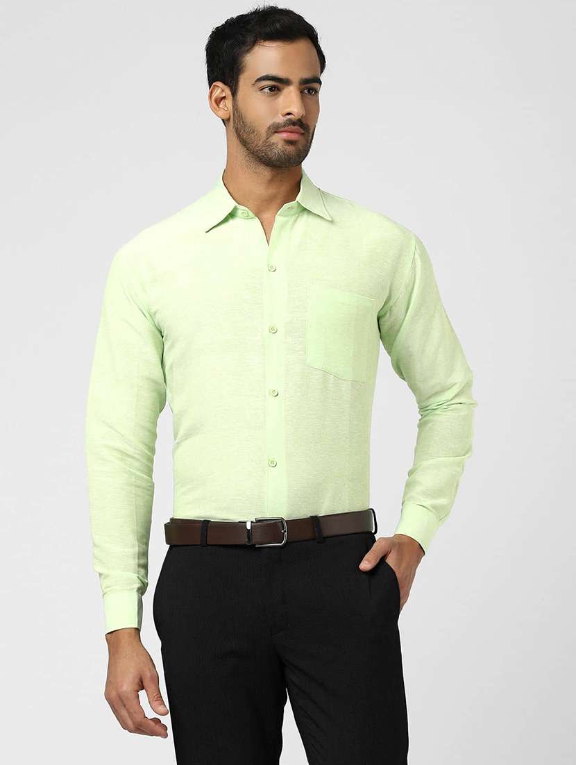 men solid long sleeves regular fit shirt