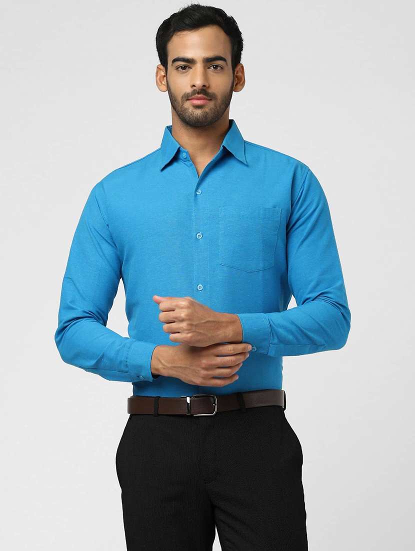 men solid long sleeves regular fit shirt