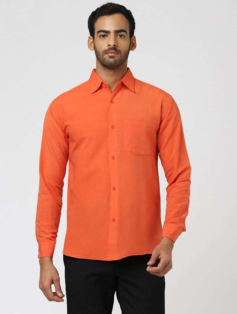 men solid long sleeves regular fit shirt