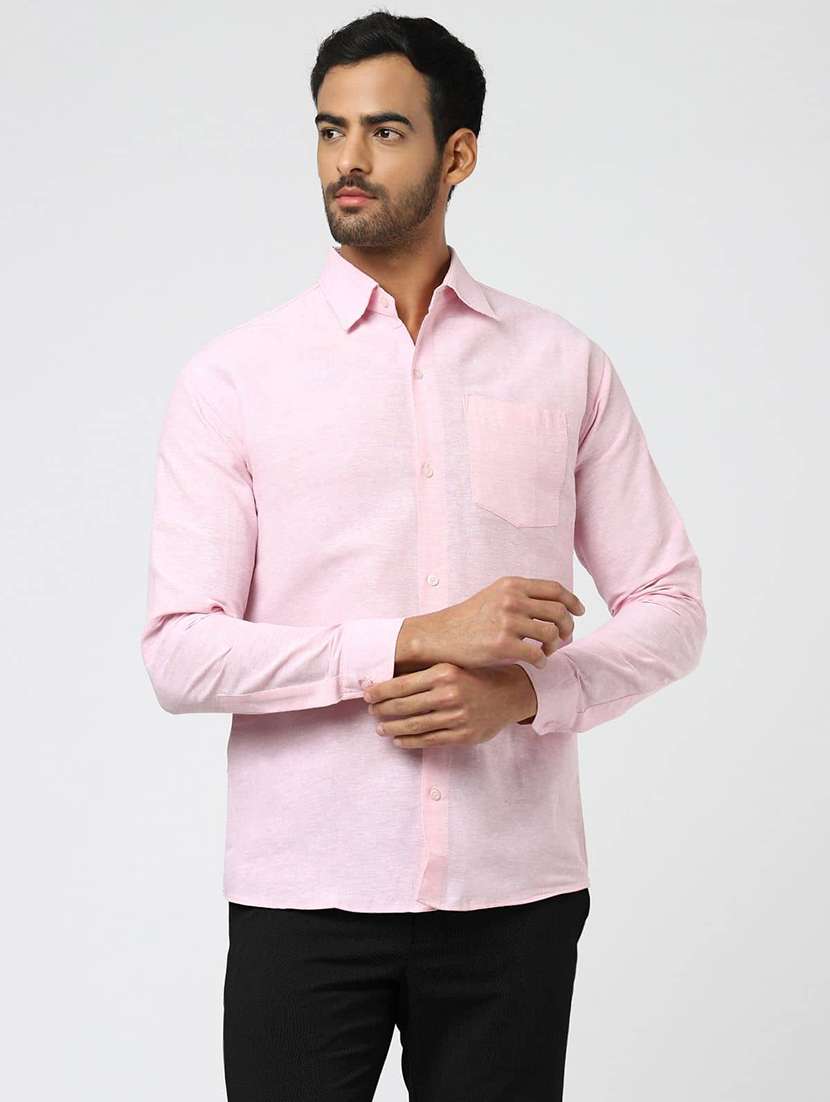 men solid long sleeves regular fit shirt