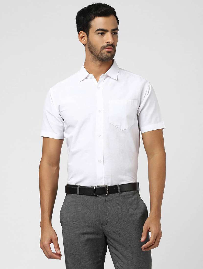 men solid short sleeves regular fit shirt