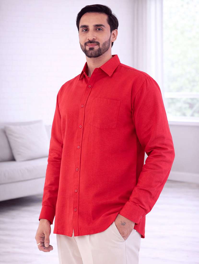 men solid long sleeves regular fit shirt