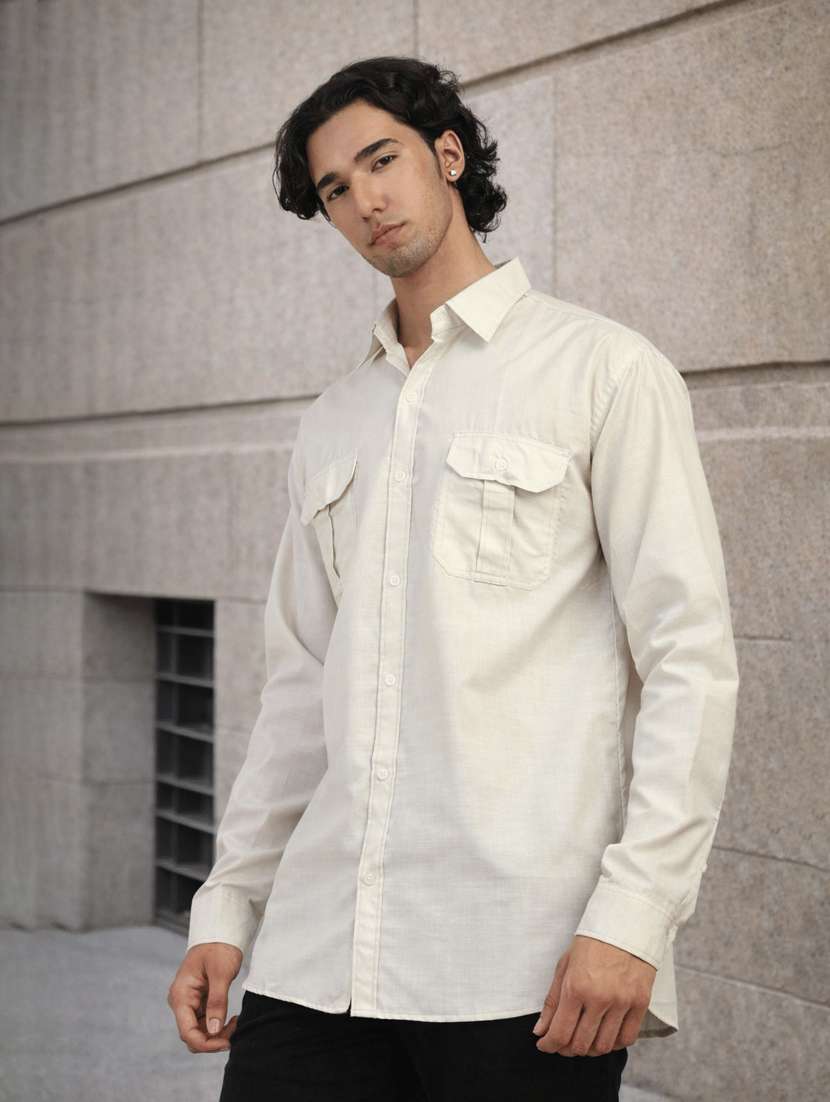 men solid long sleeves regular fit shirt
