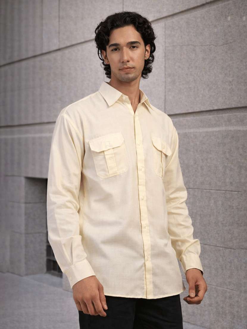 men solid long sleeves regular fit shirt