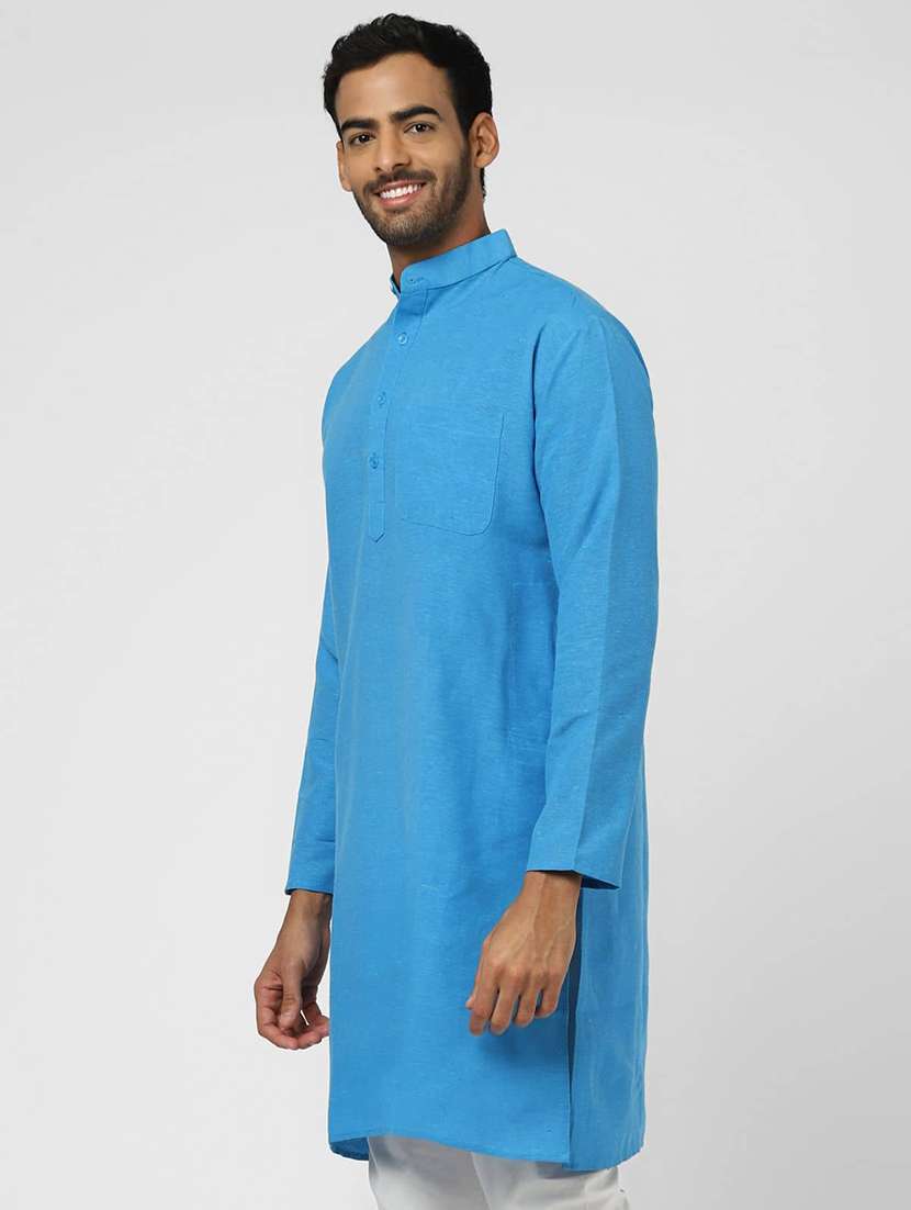 Men Solid Mandarin Neck Kurta - 22589516 -  Standard Image - 2