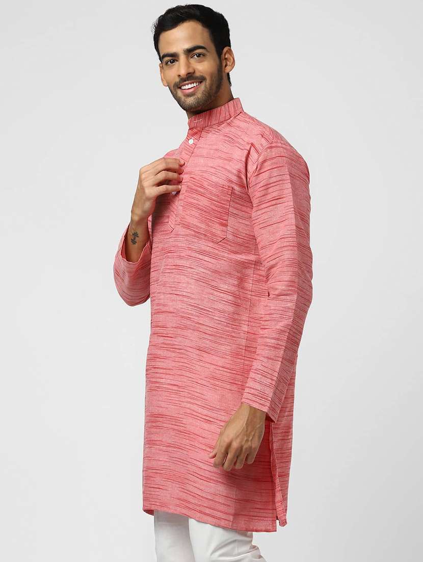 Men Self Design Mandarin Neck Long Kurta - 22589535 -  Standard Image - 2
