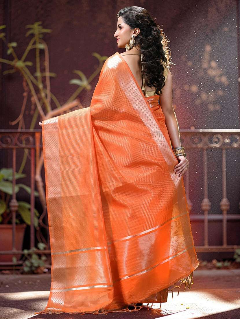 women checkered bordered saree with blouse - 22589649 -  Standard Image - 2