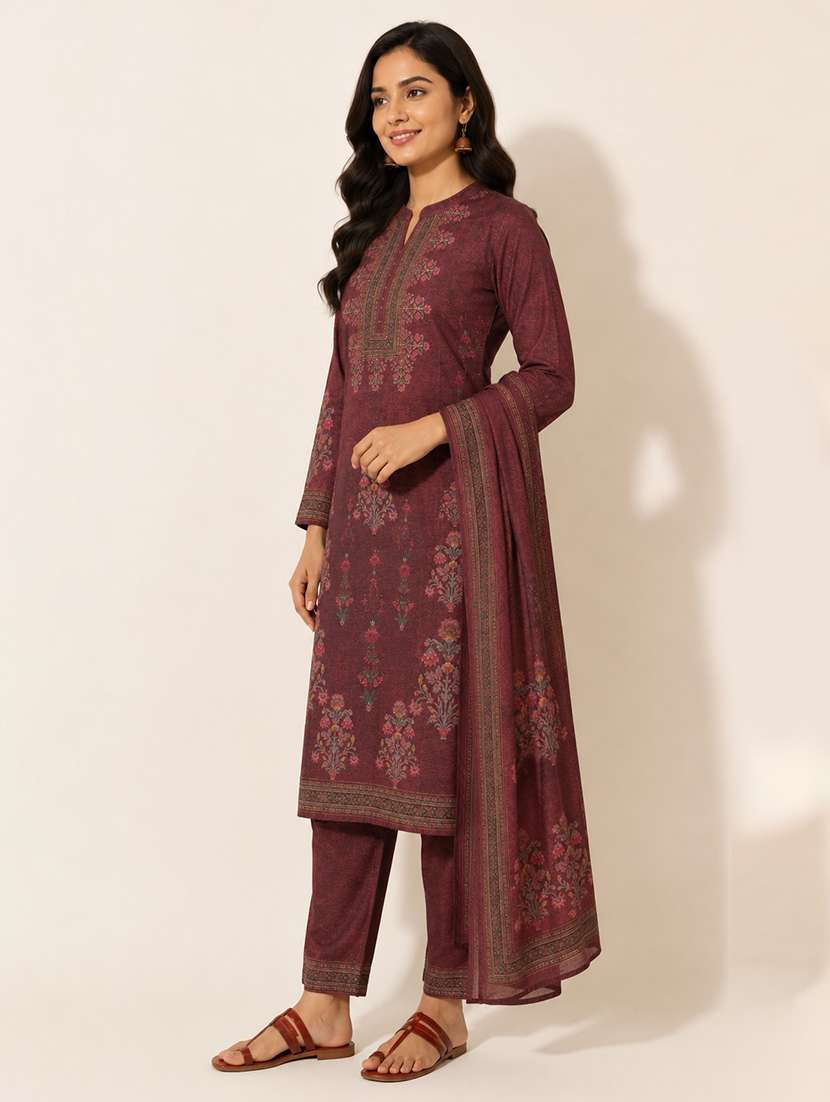 women printed long sleeves kurta pant set with dupatta - 22589861 -  Standard Image - 2