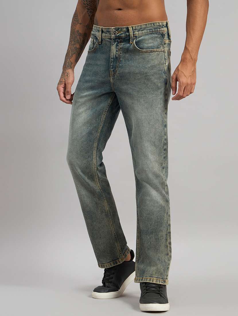 men washed mid rise full length straight jeans - 22589883 -  Standard Image - 2