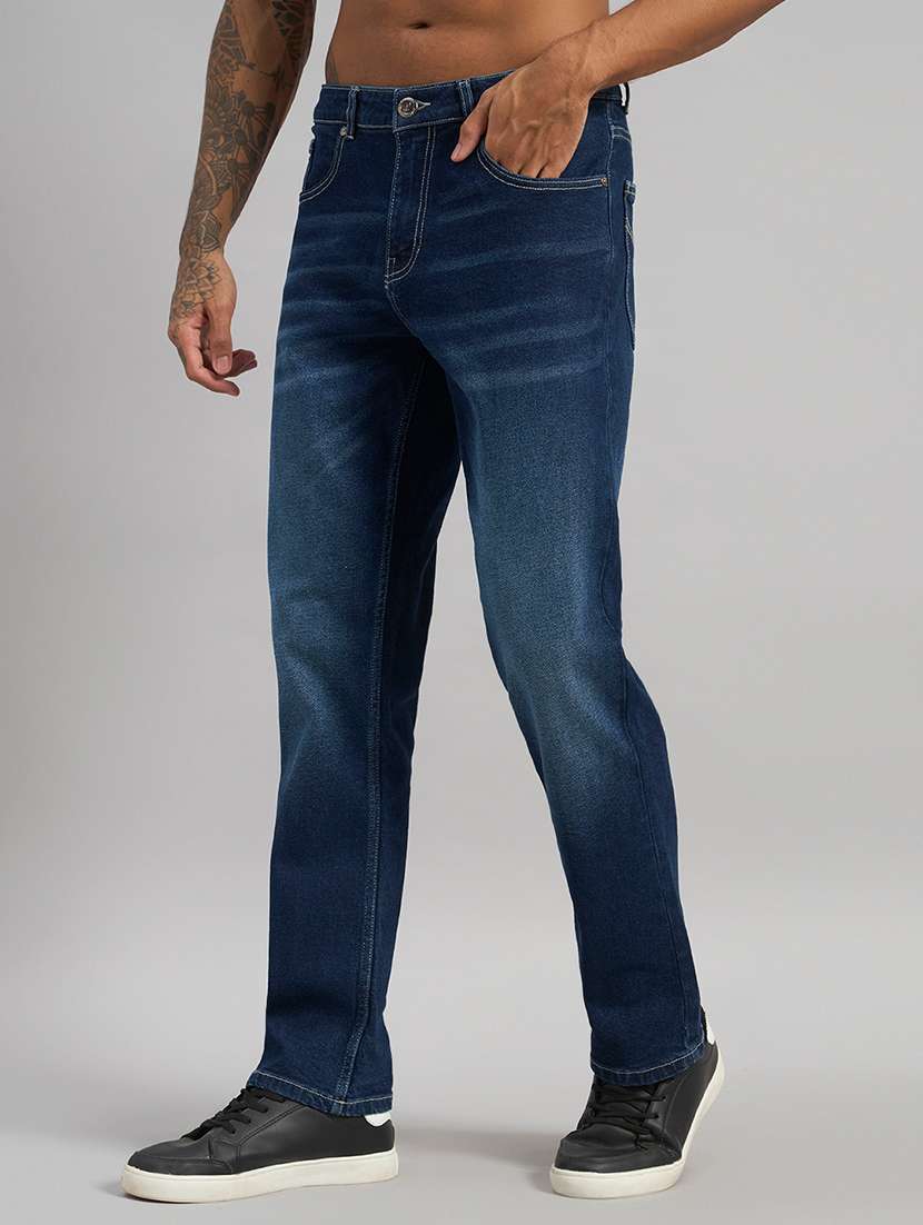 Men Washed Mid Rise Full Length Straight Jeans - 22589884 -  Standard Image - 2