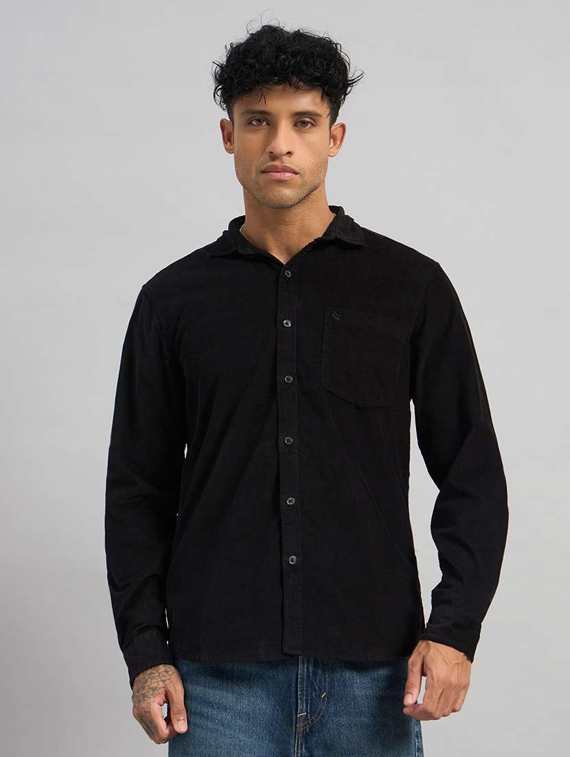 men solid long sleeve regular fit casual shirt