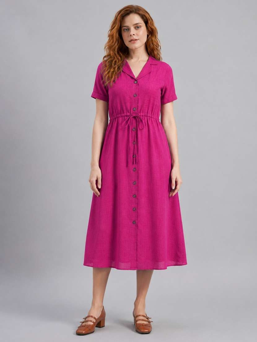 women self design short sleeves a-line dress - 22589944 -  Standard Image - 2