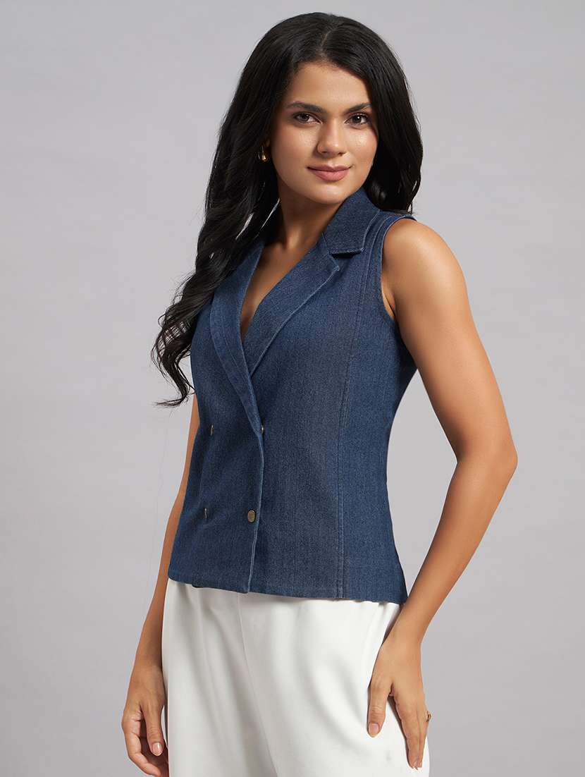 women solid sleeveless vest top - 22589947 -  Standard Image - 2