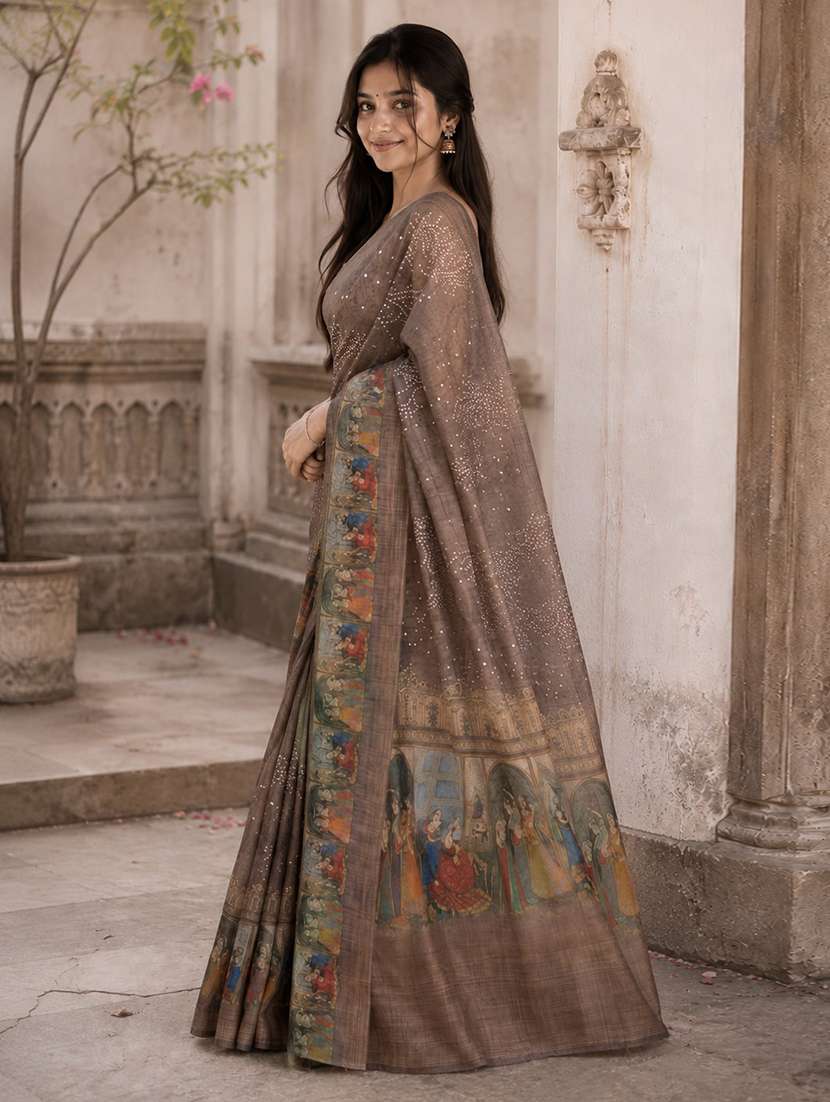 women printed casual wear saree with blouse - 22589997 -  Standard Image - 2