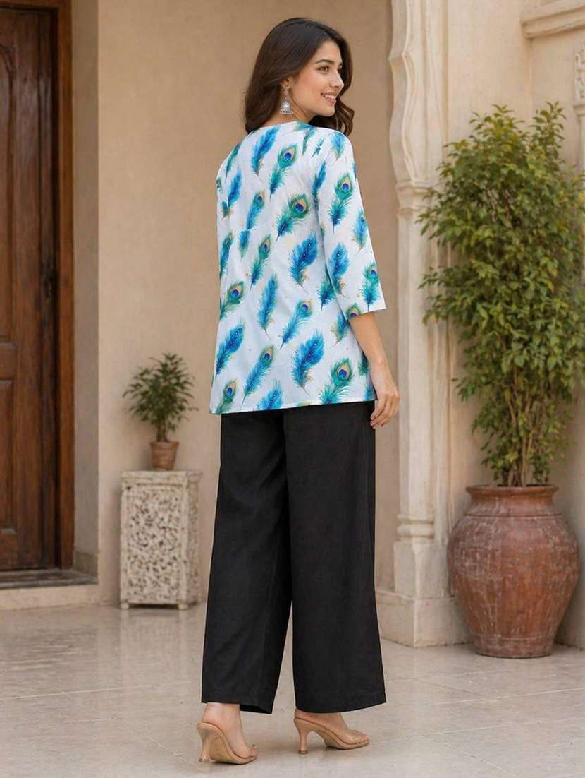 Women Printed Three Quarter Sleeve Ethnic Co-ord Set - 22590096 -  Standard Image - 2