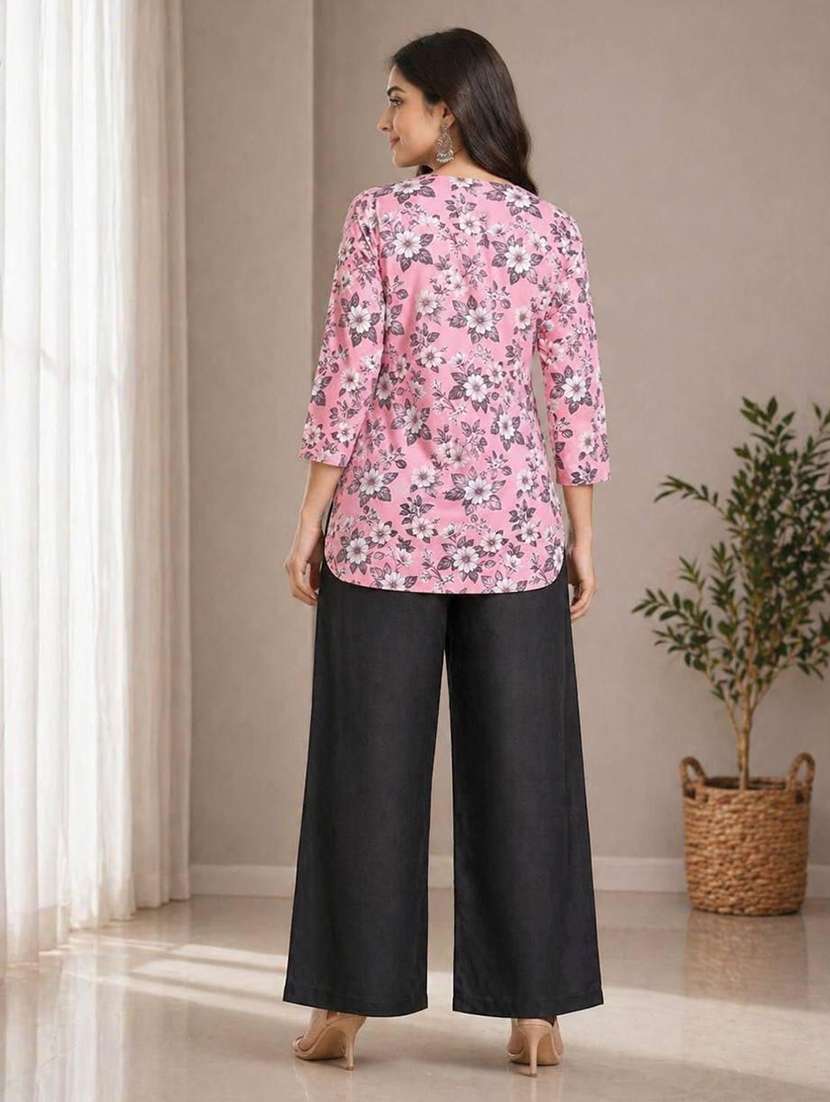 Women Printed Three Quarter Sleeve Ethnic Co-ord Set - 22590106 -  Standard Image - 2