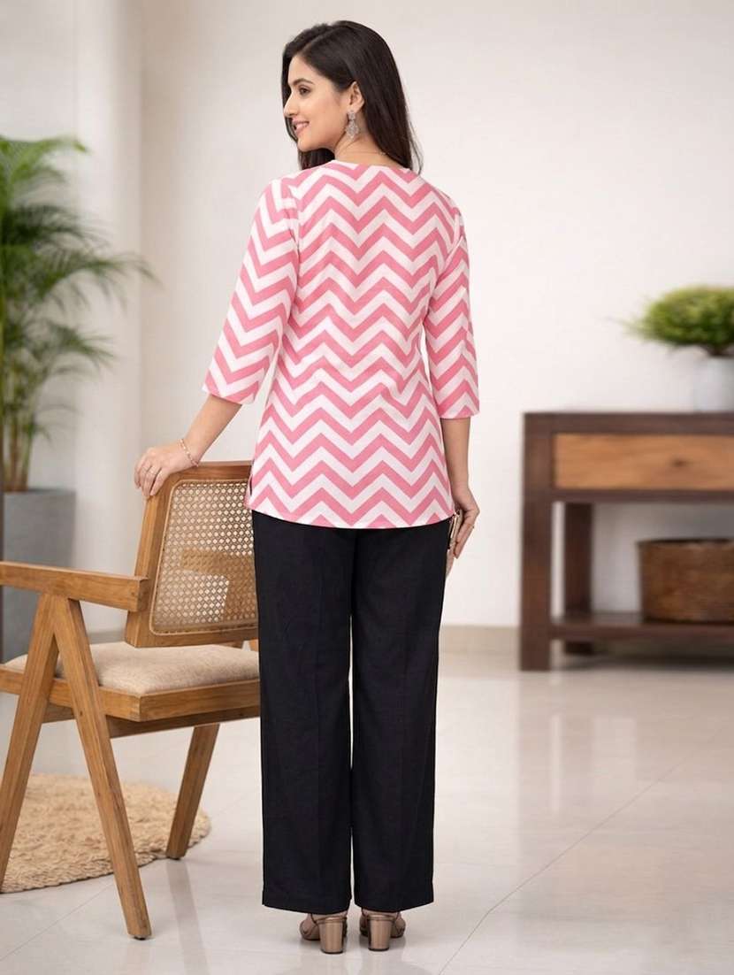 women printed three quarter sleeve ethnic co-ord set - 22590108 -  Standard Image - 2